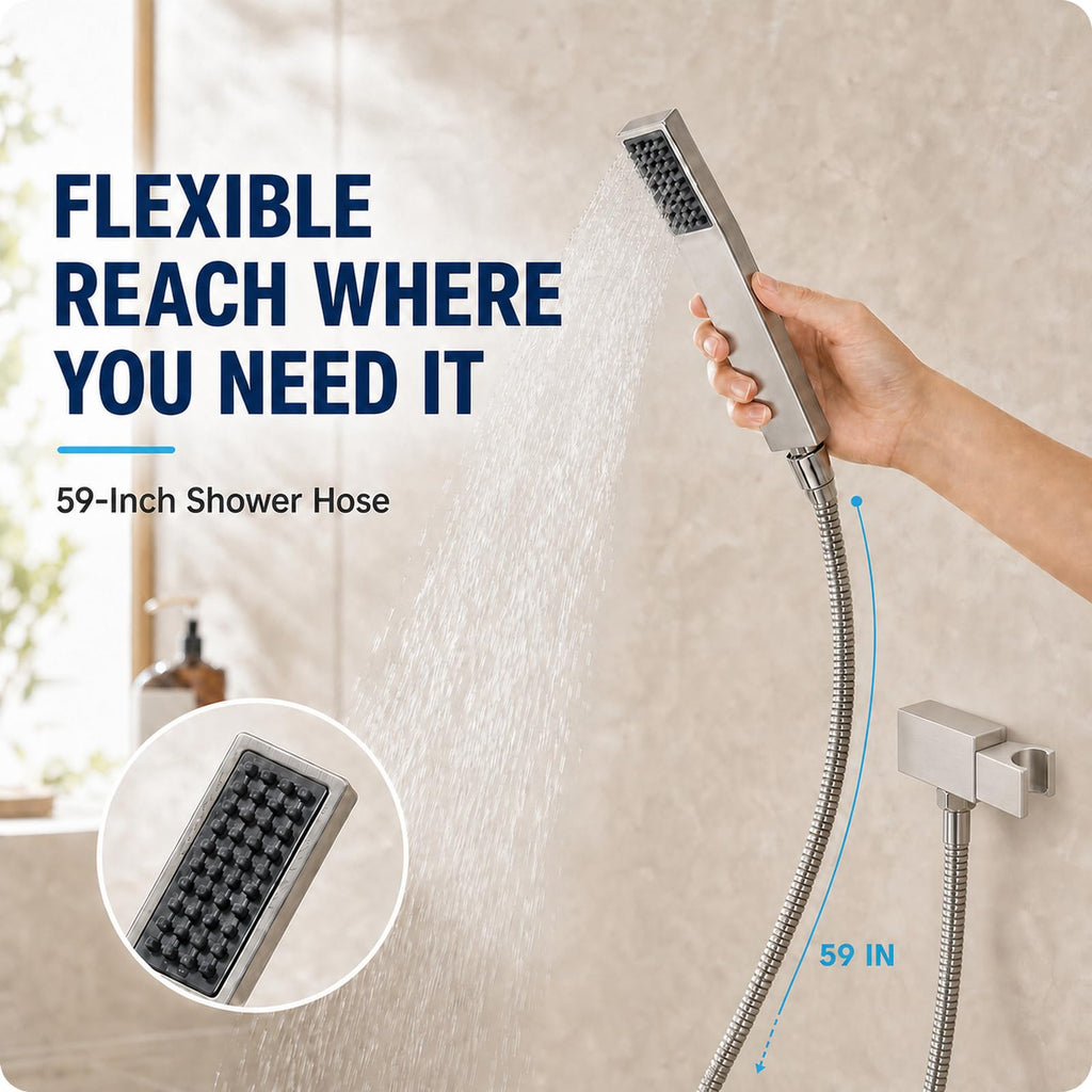 10" Rainfall Shower Faucet Set with Handheld Combo, Brushed Nickel