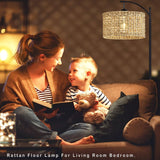 Arc Floor Lamp with Remote Control,Farmhouse Boho Floor Lamps with 3 Color Temperature