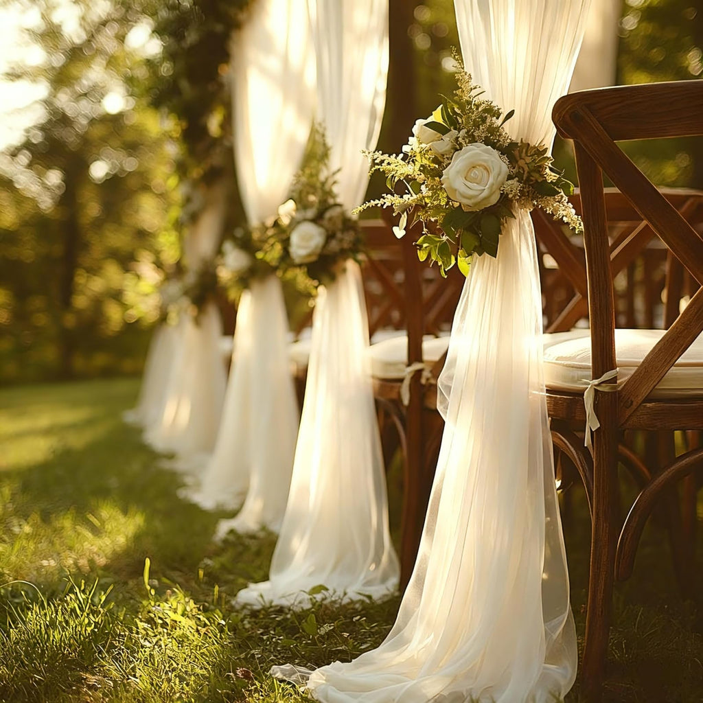 Wedding Arch Draping Fabric, 31.5" x 20FT Wrinkle-Free Sheer Chiffon Drapery for Ceremony Backdrop, Arbor, Pergola