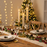 3-Arm Gold Candelabra, Tall Candle Stick Holder 23.03",Candelabras with Glass Lampshade & Heavy Base - Ideal