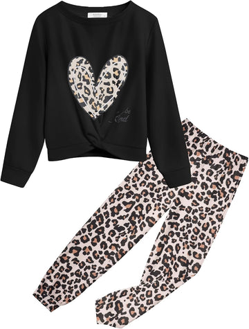 Girls 2 Piece Outfits Fashion Fall Tracksuit Sweatsuit Sets