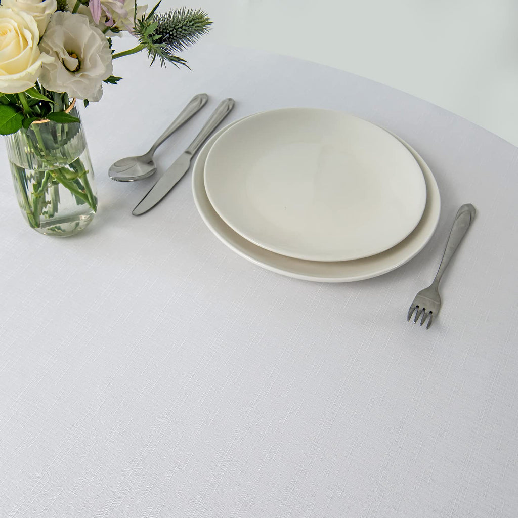 Round Linen Looking Textured Tablecloth Spill-Proof Wrinkle Free Soft Jacquard Table Cloth for Circular Table Cover