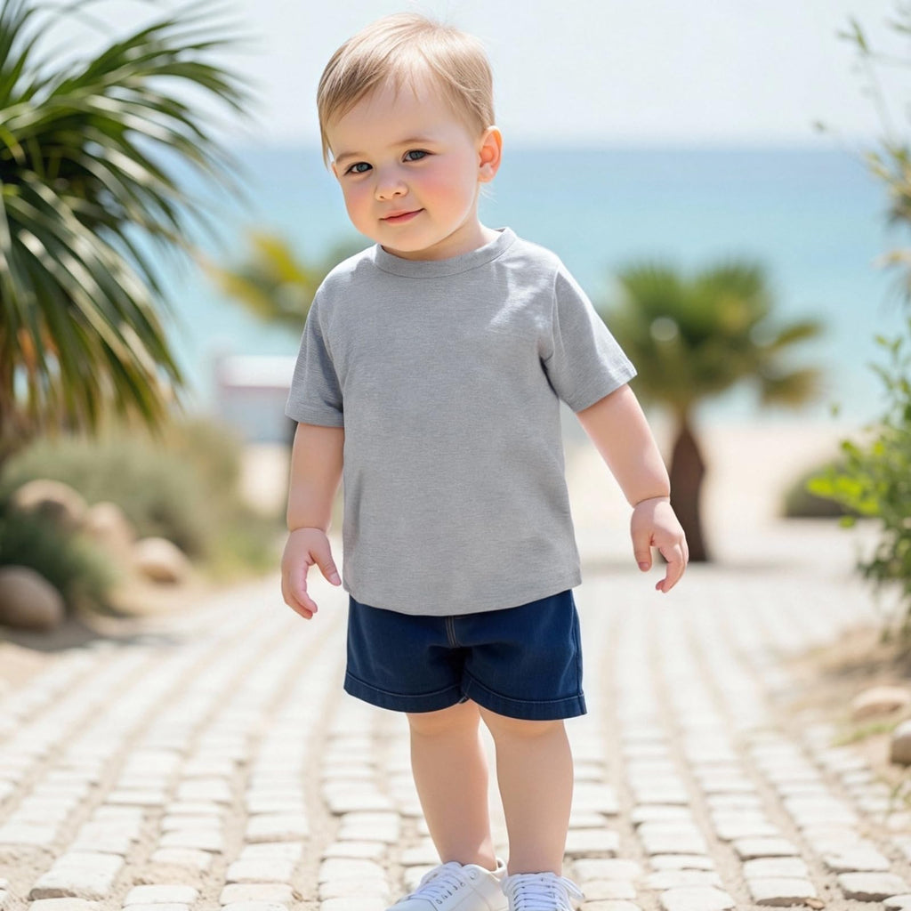 Baby Boy Pack Short Sleeve Crewneck T-Shirts Top Active Tee Toddler Boys' Solid/Striped Cotton T-Shirt