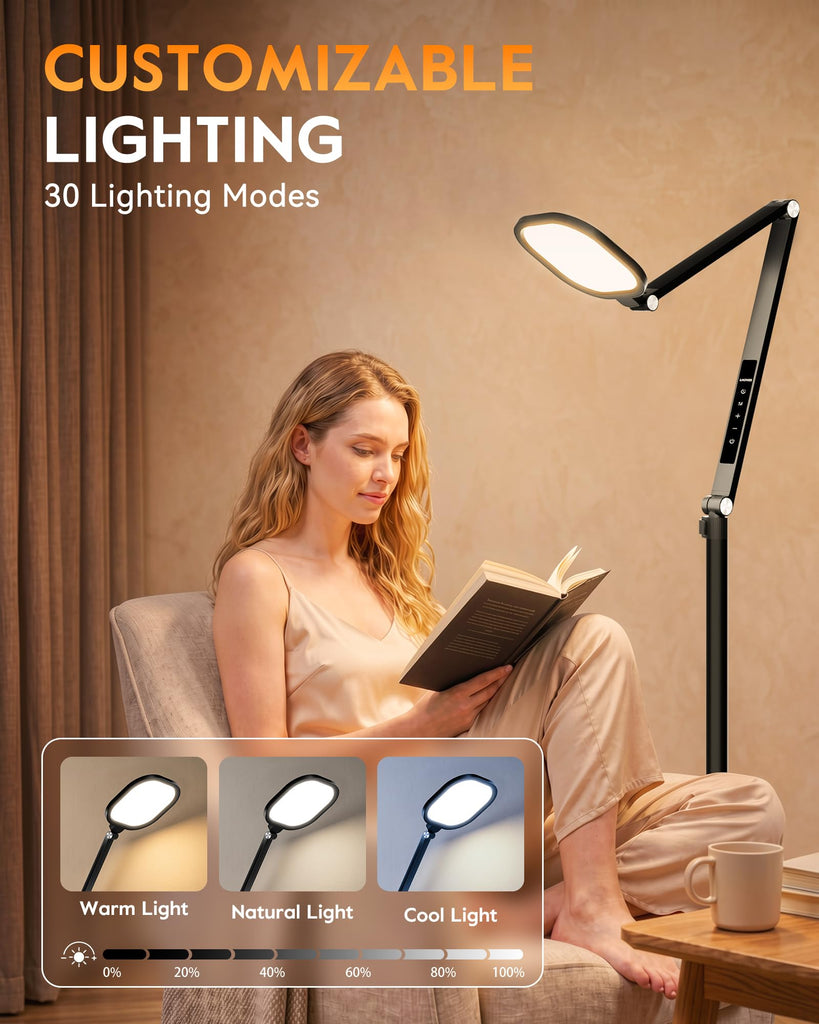 Eye-Care LED Floor Lamps, Remote, 69" Standing Read Lamp, 30 Modes