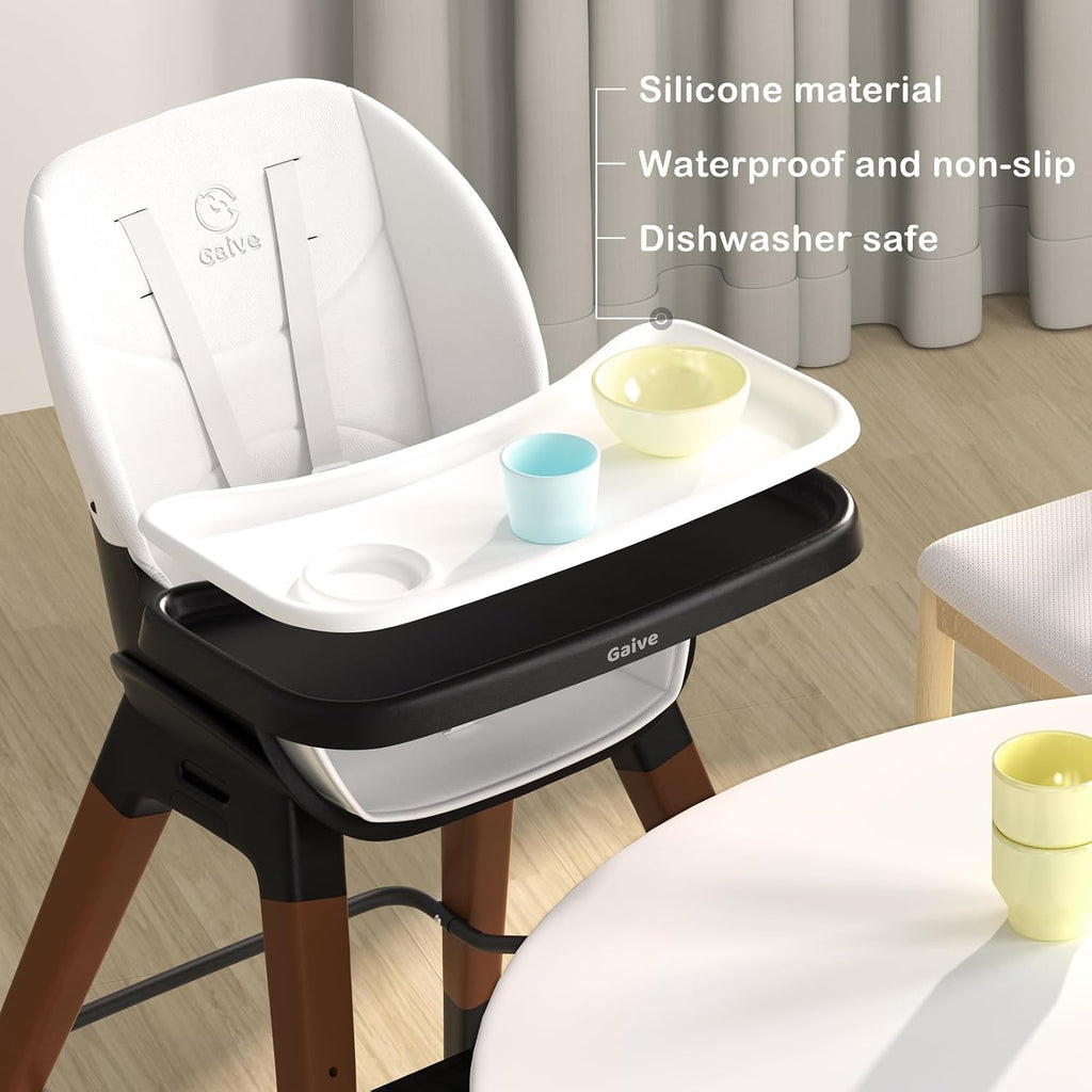 8 in 1 Convertible Wooden High Chair, Adjustable Baby High Chair for Babies and Toddlers with Tray, Easy to Clean