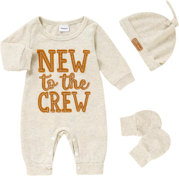 Romper Baby Boy Cotton Jumpsuit New Baby Hat Gloves Romper Coming Home Clothes Outfits