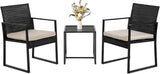 Outdoor 3 Piece Bistro Set Wicker Rocking Chair Rattan Conversation Sets Patio Furniture For Backyard Porch Poolside Lawn A106-B07333F2GF