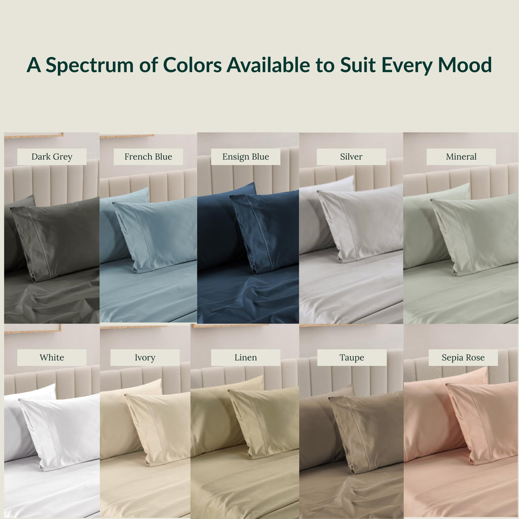 100% Egyptian Cotton Pillow Cases Queen Size - 2 Pcs, 1000 Thread Count Egyptian Cotton, Luxury Bed Pillow Covers
