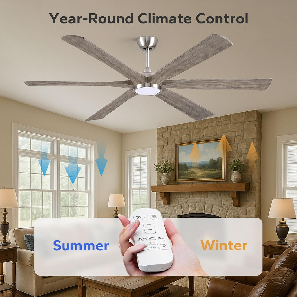 Savey'Sley 72" Ceiling Fan with LED Light and Remote - Gray