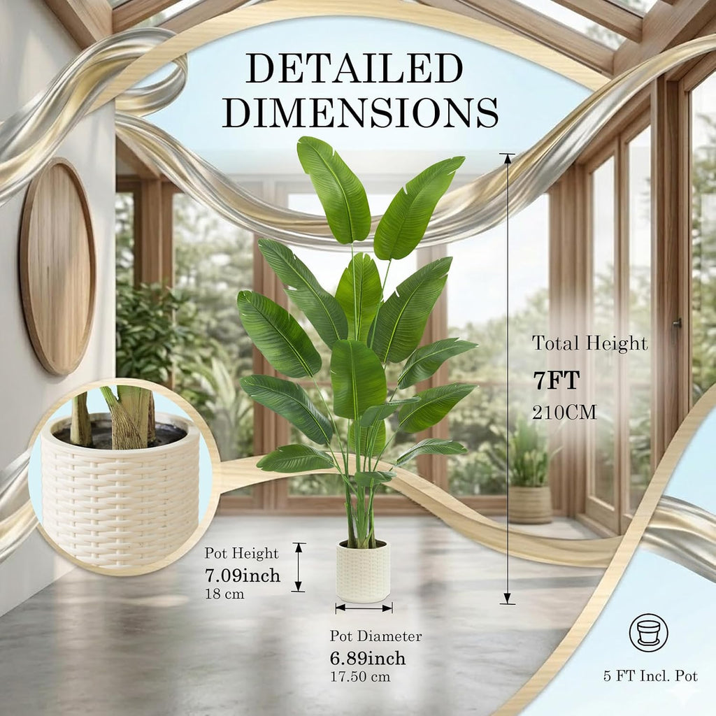 Bird of Paradise Plant:7FT Tall Fake Traveler's Palm Tree