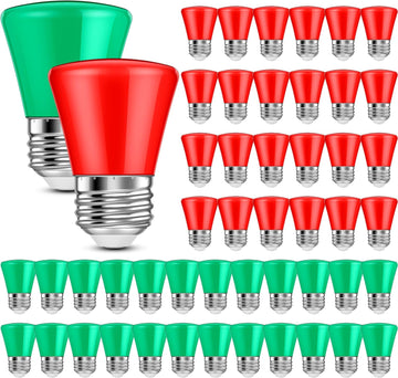 50 Pcs S14 LED Light Bulbs 2W E26 Outdoor Replacement,Red, Green