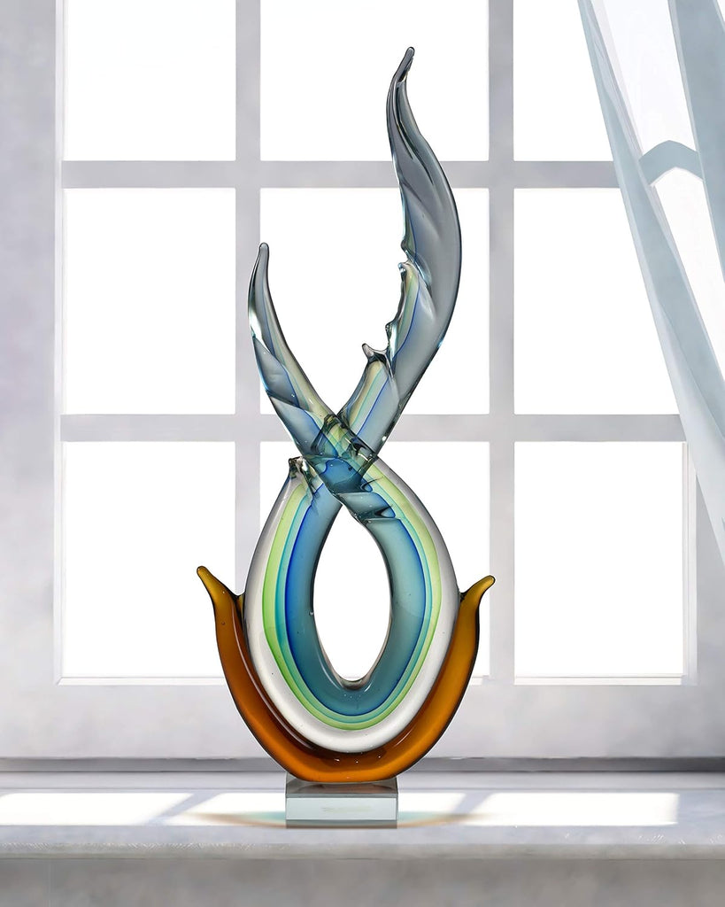 Aqua Handcrafted Art Glass Sculpture