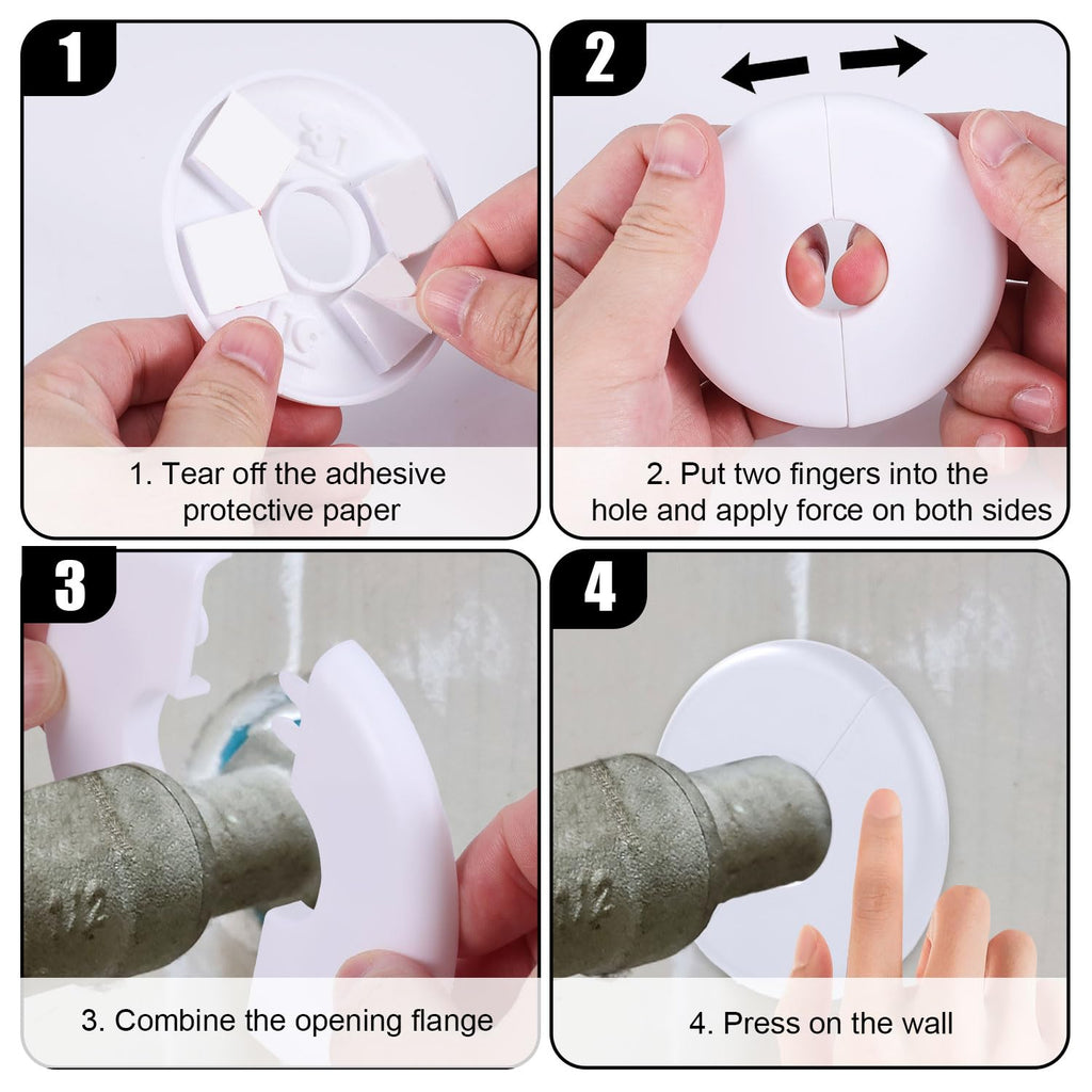 2pcs Wall Split Flange, Self-Adhesive Escutcheon Plate for 17mm Water Pipe