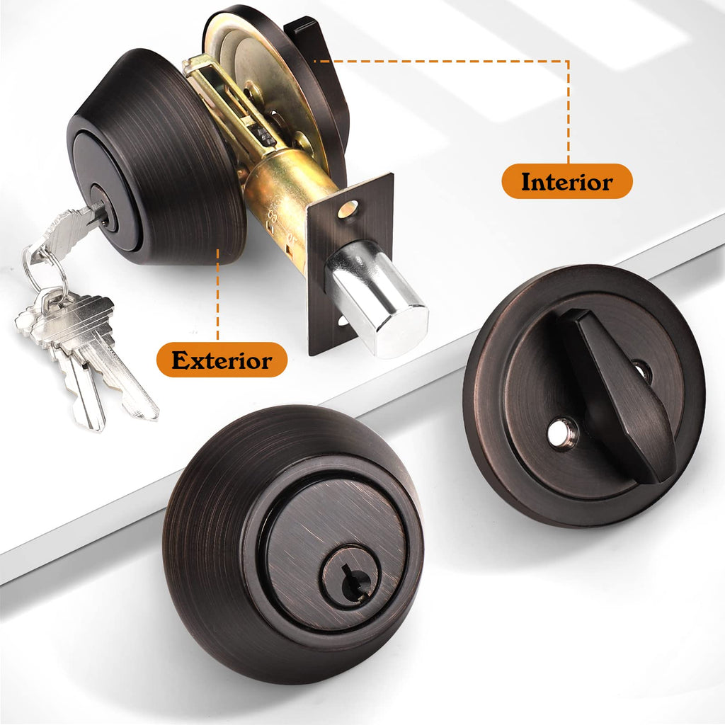 Single Cylinder Deadbolt Exterior Door Keyed Entry Oil Rubbed Bronze Finish