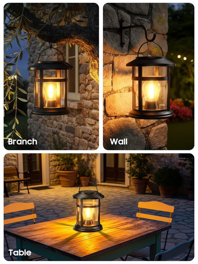 Solar Lantern Outdoor Waterproof, 4 Pack Bright Hanging Solar Lights for Outside Decorative, Upgraded Solar Powered