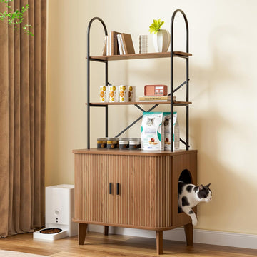 Cat Litter Box Enclosure Furniture, Hidden Litter Box Furniture Fit Most of Litter Boxes, Cat Washroom Cabinet and Pet