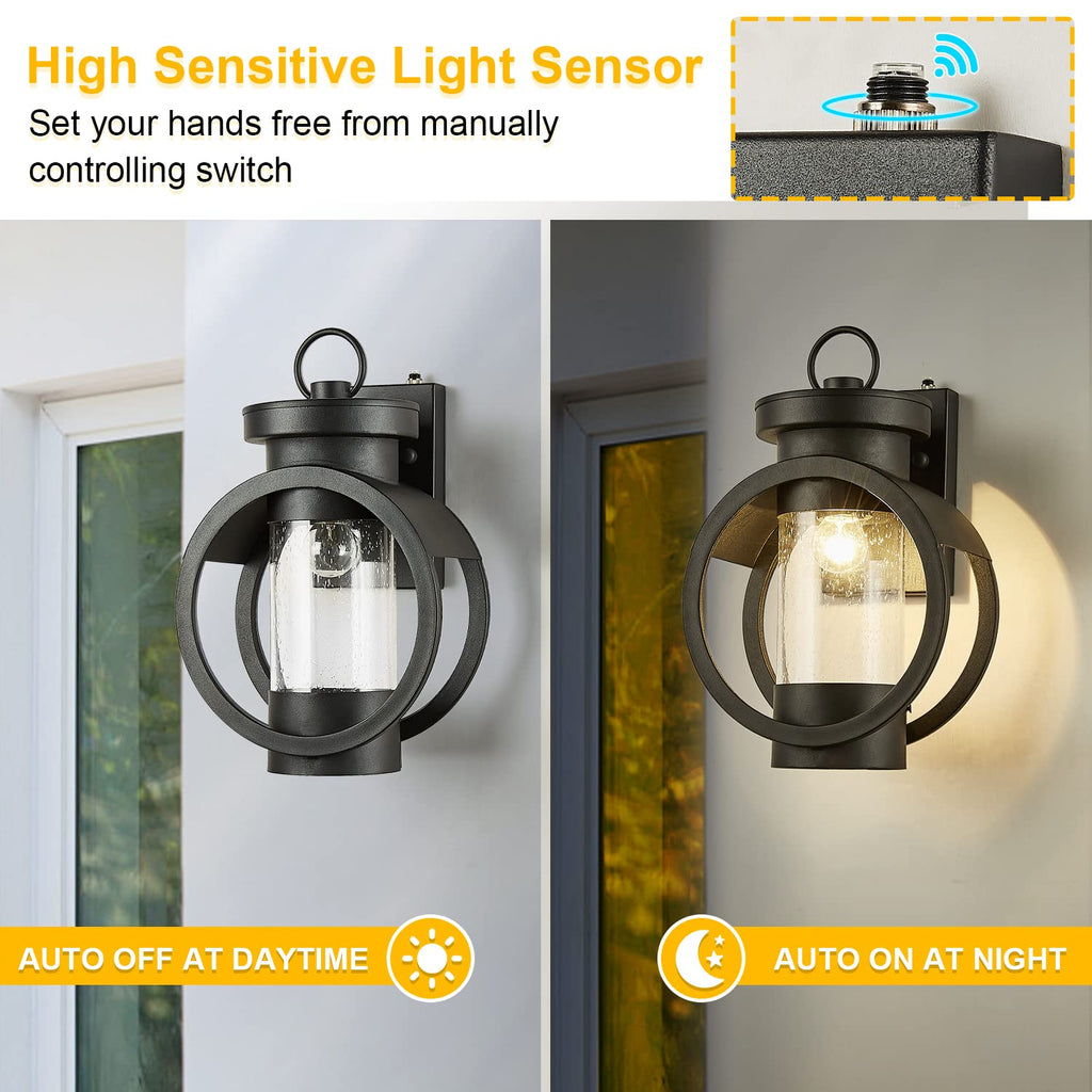 Dusk to Dawn Sensor Industrial Outdoor Wall Sconce Modern Exterior Wall Mounted Light Fixture Waterproof Outdoor Wall
