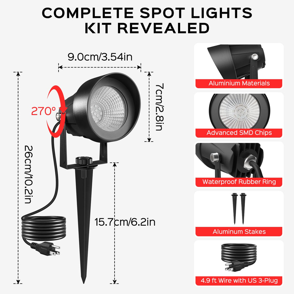 Spot Lights Outdoor, Red Landscape Spotlights Party 4 Pack
