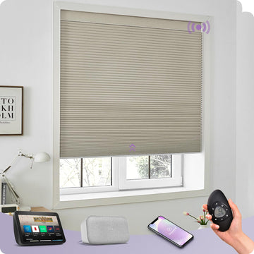 Motorized Blackout Cellular Shades, Custom Size, Beige