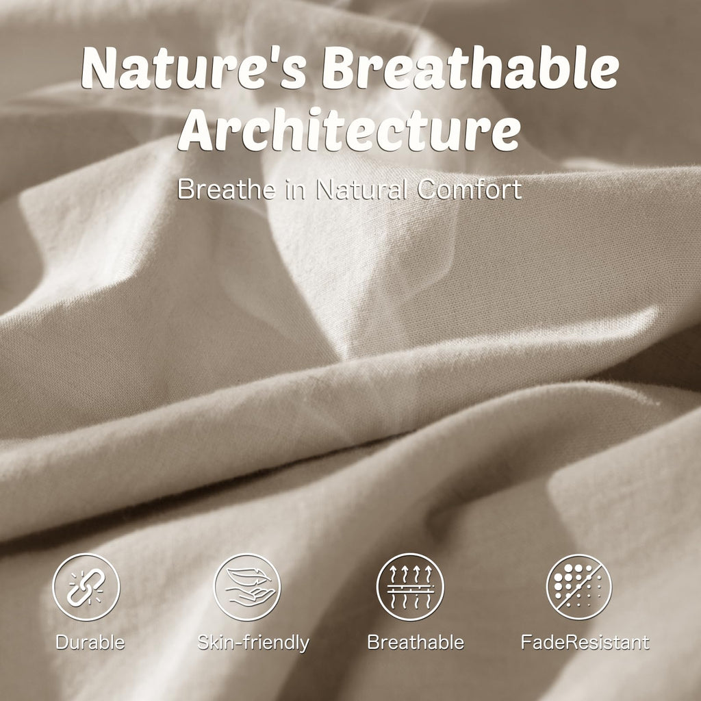 100% Linen Duvet Cover Set, Durable Comforter Cover