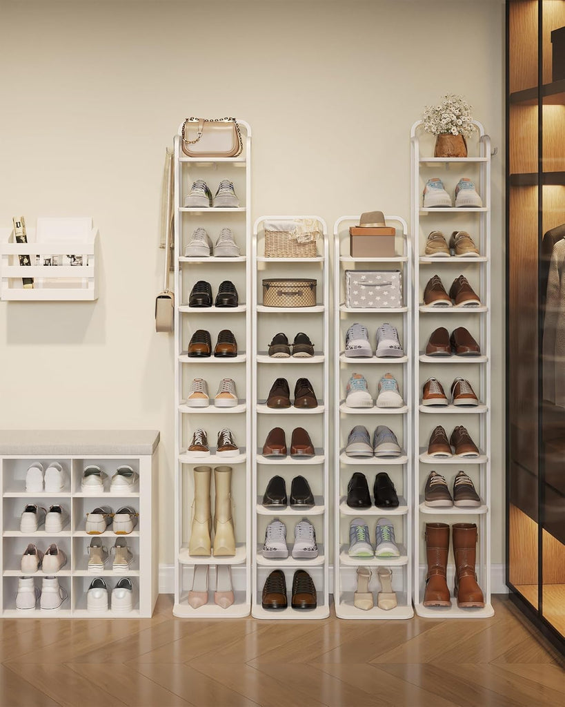 10 Tiers Vertical Shoe Rack, Tall Shoe Shelf with 2 Hooks