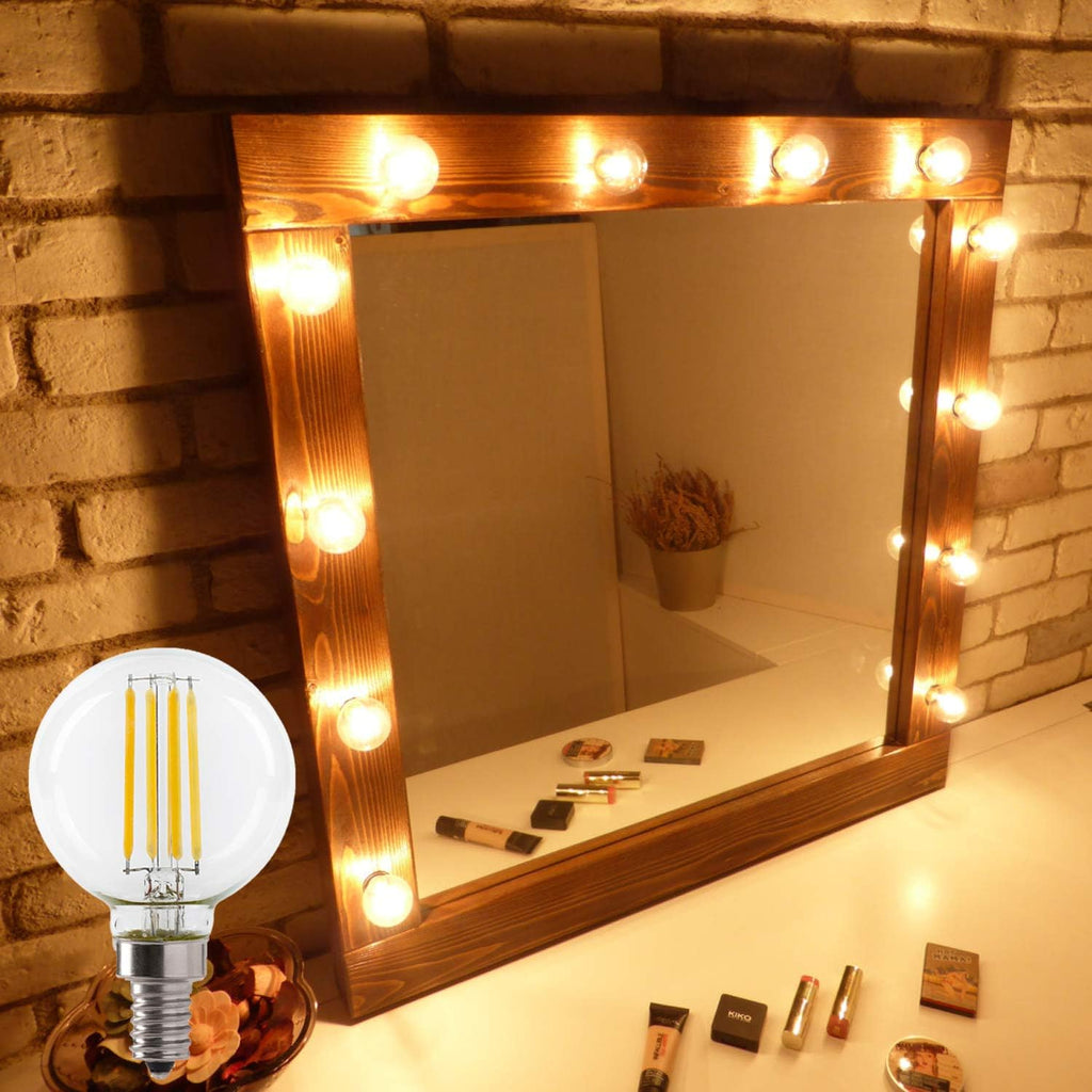 LED 5.5W G16.5 Clear Globe Filament Light Bulb, 50W Equivalent, 500 Lumens, 3000K Soft White, E12 Candelabra Base