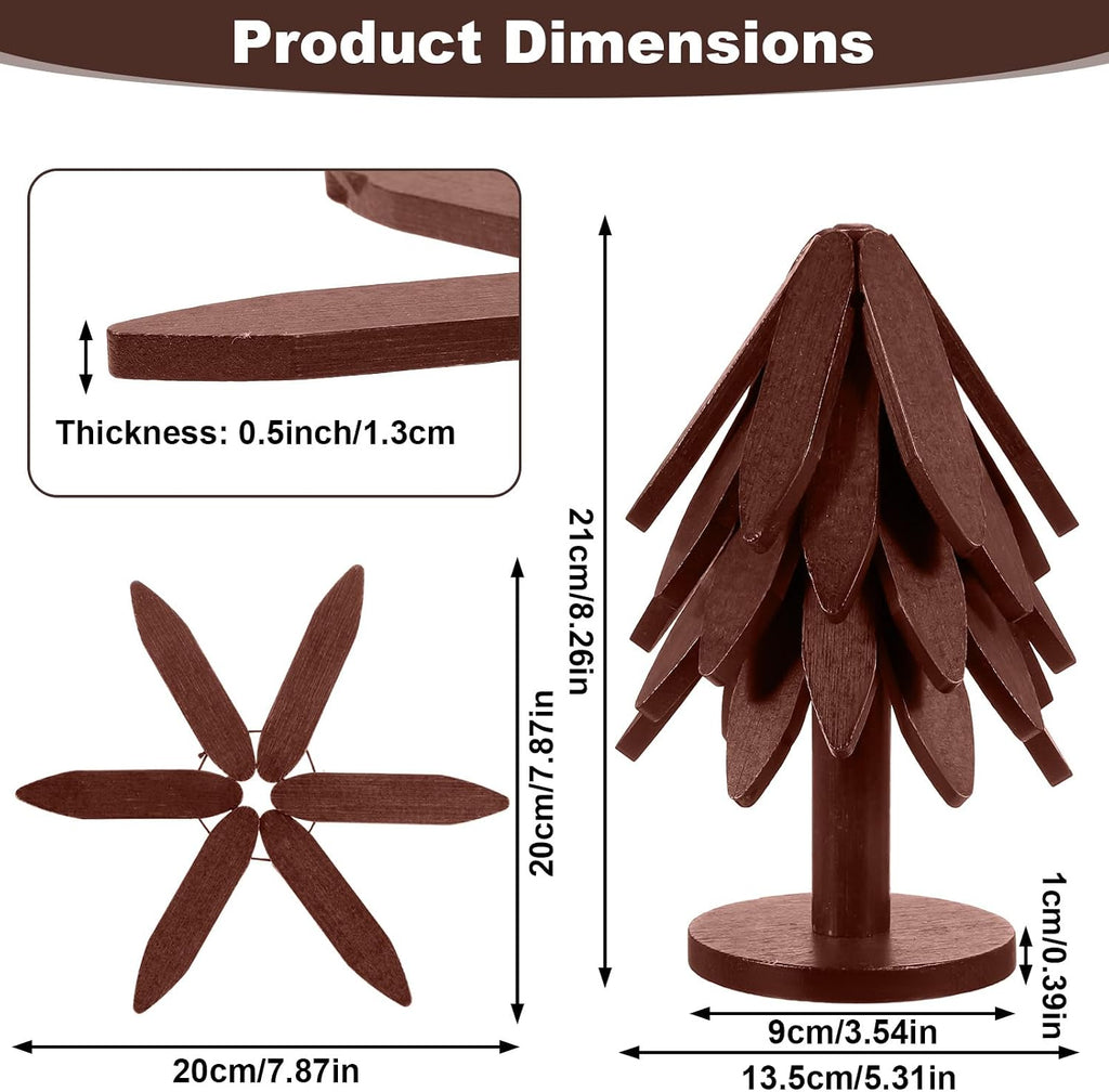 Wooden Trivets for Hot Dishes 2 Set Christmas Tree Shape Trivet Set Natural Foldable 10 Wooden Tree Trivets + 2 - Set of 10