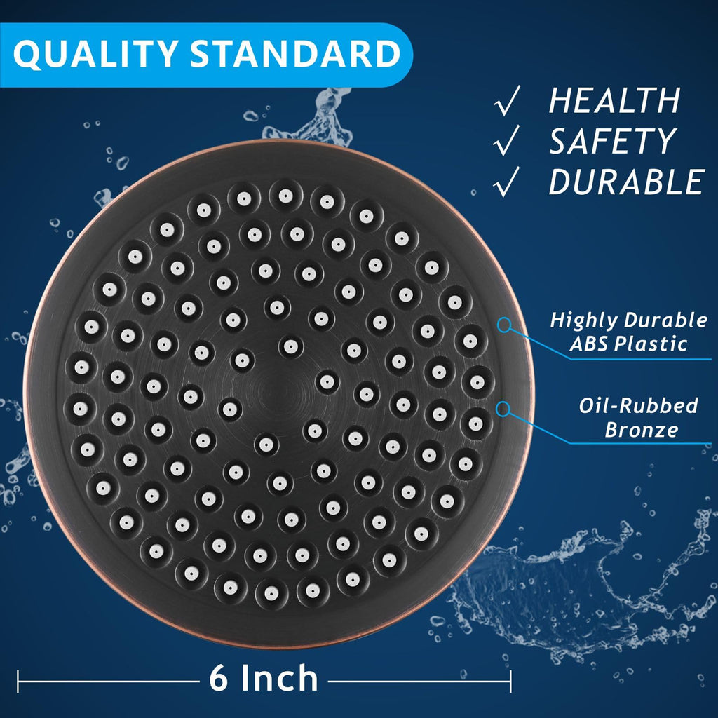 Pressure Rain Shower Head, Bathroom Showerhead, 6" Oil-Rubbed Bronze