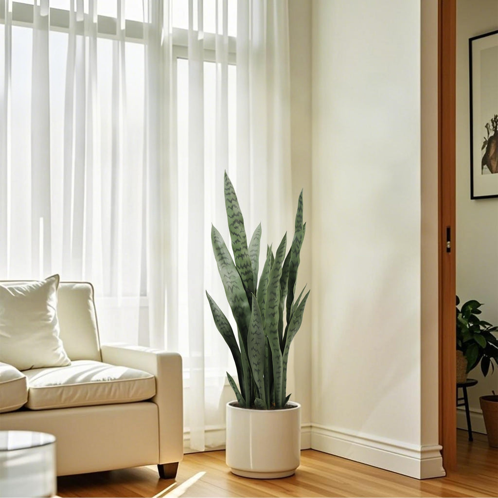 3ft Artificial Sansevieria Trifasciata Prain, Tropical Faux Snake Plant, Fake Mother in Law Tongue Plants, Greenery