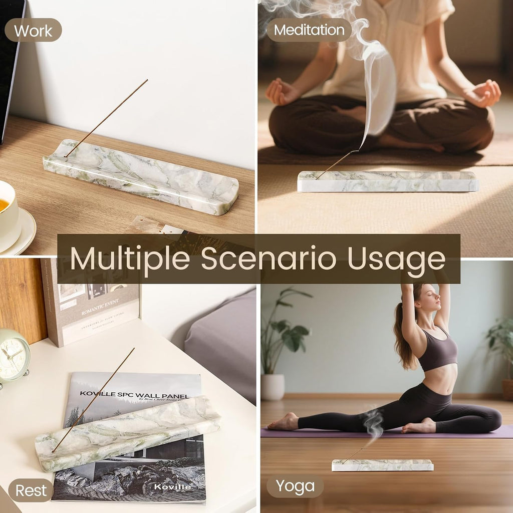 Marble Incense Holder, Incense Holder for Sticks, Incense Sticks Holder Ash Catcher for Meditation Yoga SPA, Natural