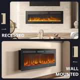 50” Smart Electric Fireplace Heater, Compatible with Alexa & Google Home, Wall Mount