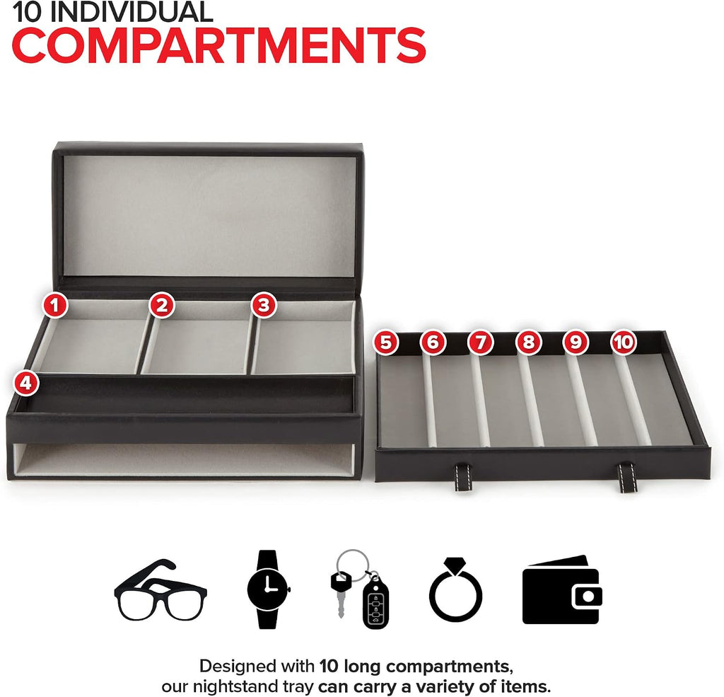 Mens Valet Tray, Men's Jewelry Box, Night Stand Organizers and Storage, Bedside Table Organizer, Watch Box