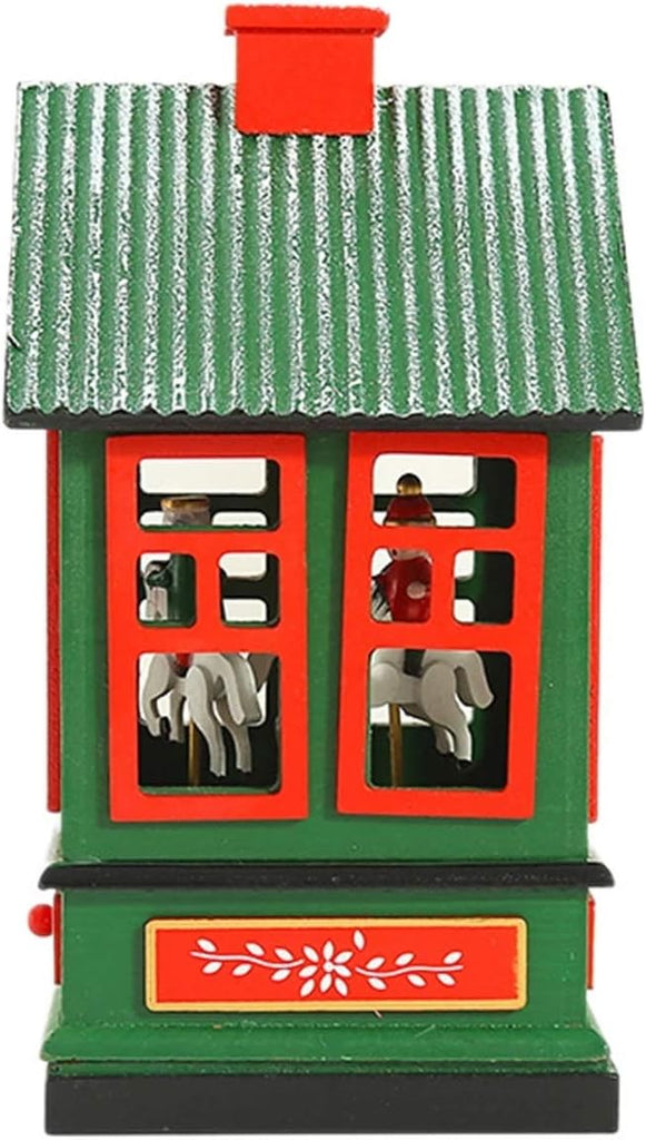 Christmas Wooden Carousel Music Box House Decorations Cute Rotating Creative Design Tool Party Decor