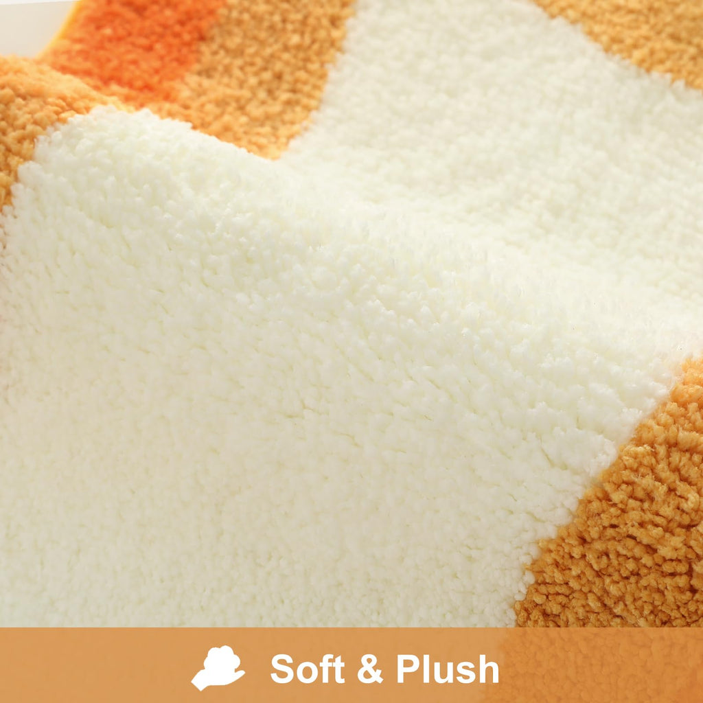 Orange Bathroom Rugs Non Slip Washable, Soft Plush Irregular Shape Non Slip Bath Mat, Microfiber Machine Washable