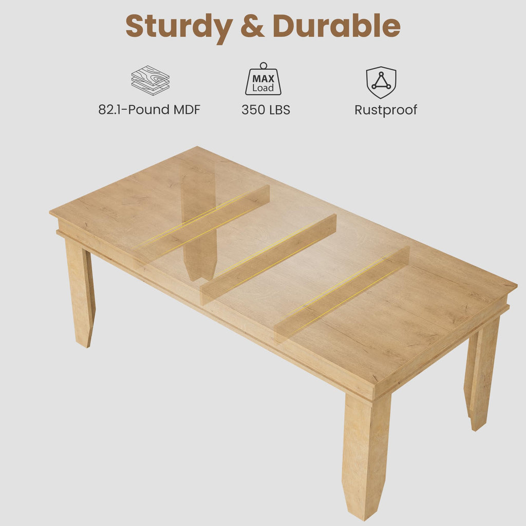 Farmhouse Dining Table for 6-8 People, 71" Long Kitchen Tables