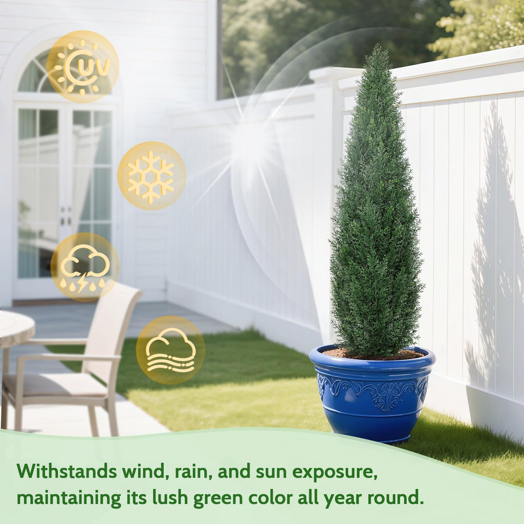 Cedar Topiary Trees Artificial Outdoor 4ft UV-Resistant Fake Plants 2 Pcs
