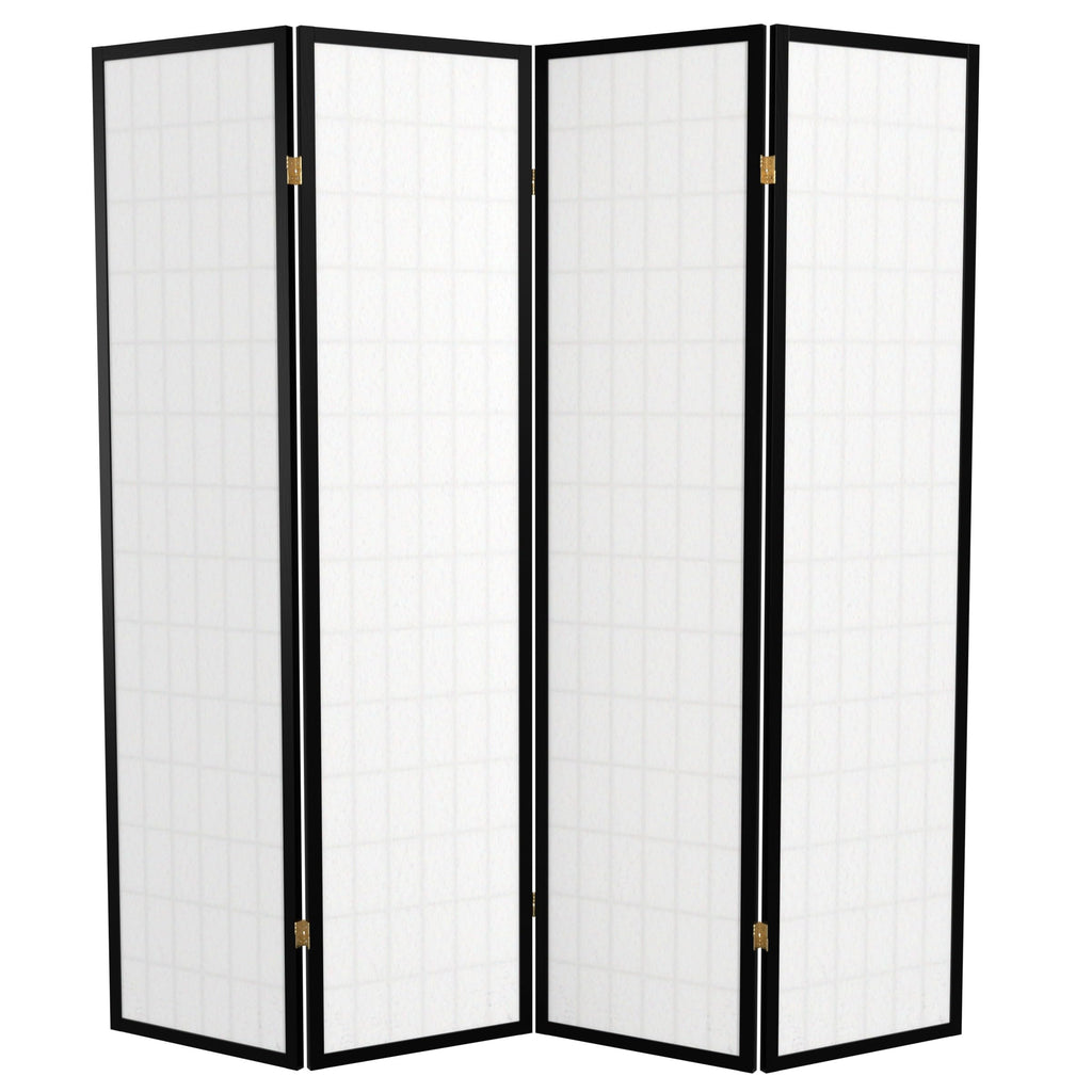 6 ft. Tall Window Pane Shoji Screen - Black - 4 Panels