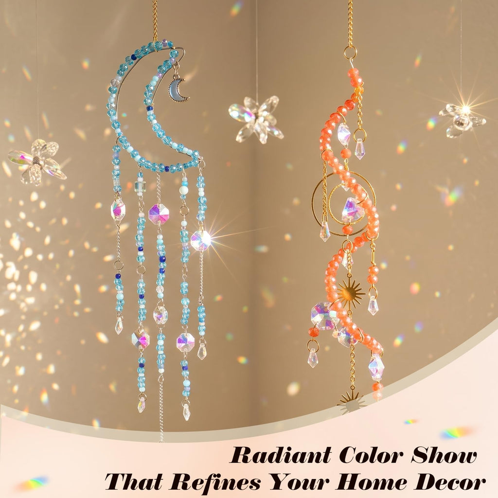 DIY Suncatcher Kit for Adults - 3D Spiral Suncatcher with Colorful AB Beads & Pendants, for Window Hanging
