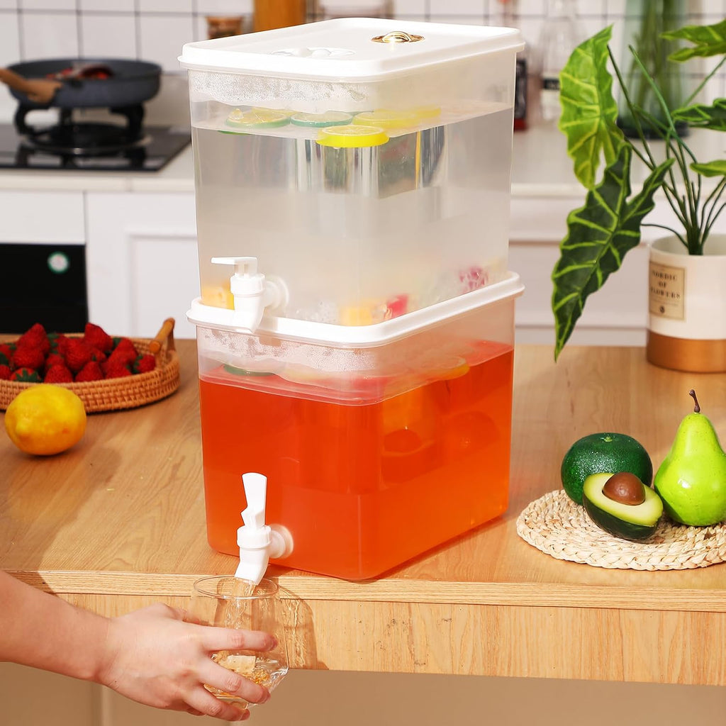 Gallon Drink Dispenser for Fridge with Leak Proof Spigot, 2 Pack - Set of 2