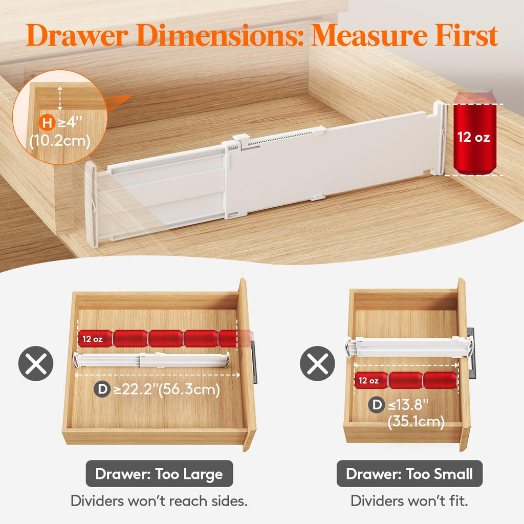 5 Pack 4" High Drawer Dividers, Adjustable Drawer Organizer Clothes