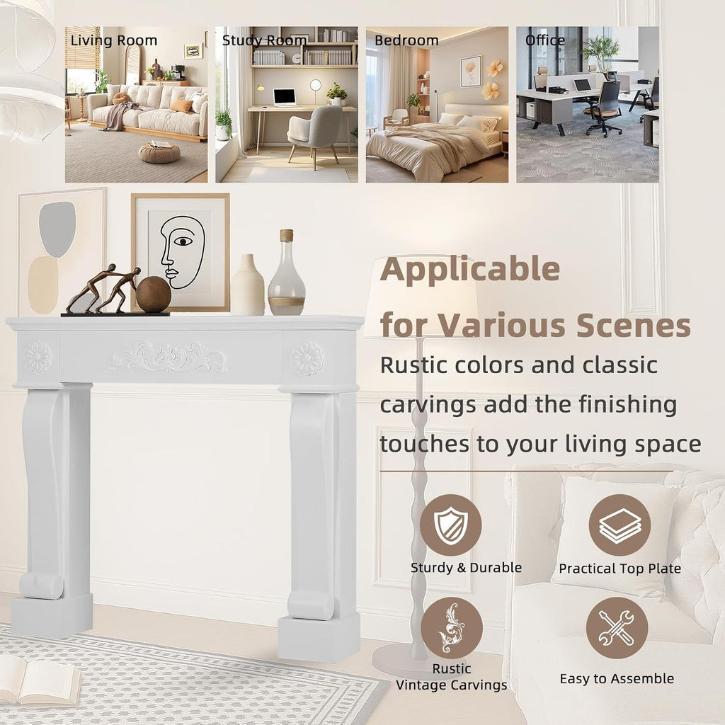 44.5" Modern Surround Freestanding Fireplace Surround, Grade A MDF Wood Surround Mantel with Legs & Decorative