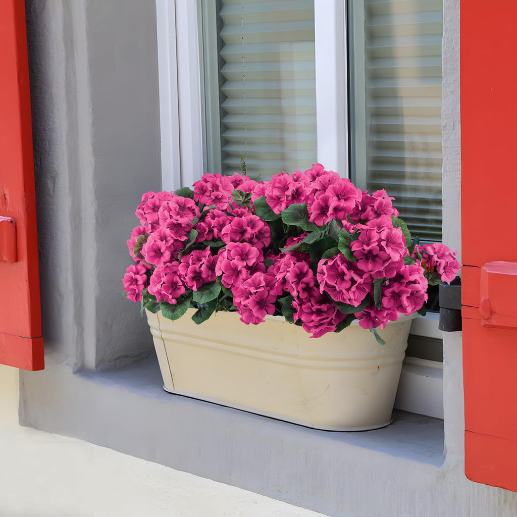 12 Pcs Artificial Geranium Flowers for Outdoors Geranium Silk Flowers Outdoor UV Resistant Garden Plants Faux Flowers
