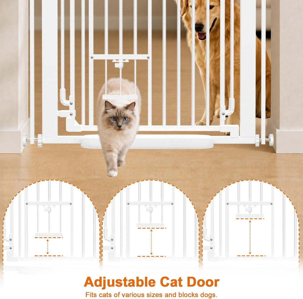 51" Extra Tall Cat Gate with Cat Door, Adjustable Pet Gate for Doorways