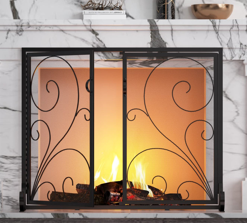 Fireplace Screen Steel Mesh Door Spark Guard(35" L x 28" H)