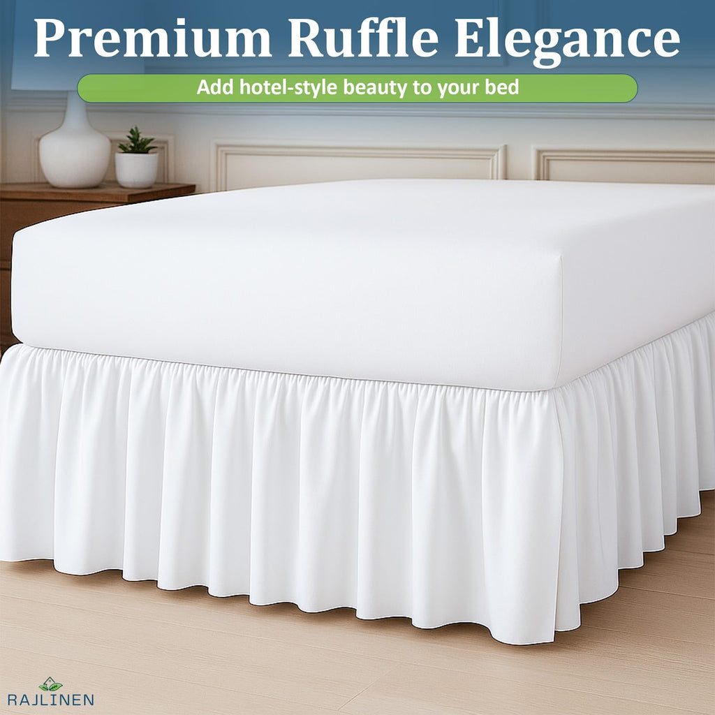 Ruffled Bed Skirt Twin, 18 Inch Drop Dust Ruffle with Split Corners, 100% Microfiber Bedskirt with Platform