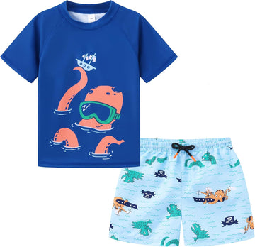 Baby Boys Two Piece Rash Guard Swimsuits Sets Kids Sunsuit Swimwear Sets