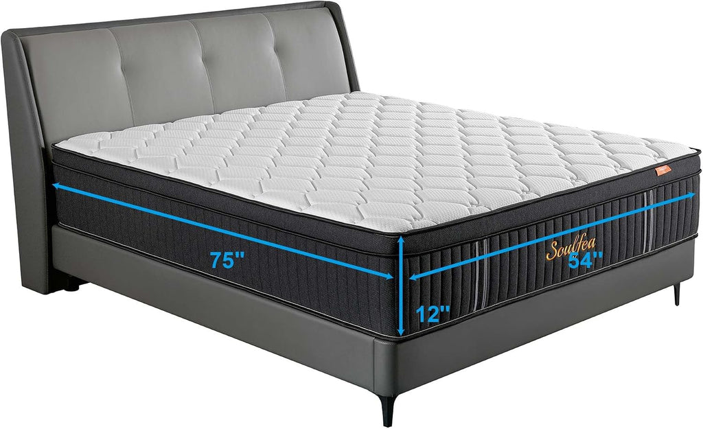 Full Size Mattress,12 Inch Hybrid Full Mattress in a Box with Memory Foam & Individual Pocket Spring for Edge