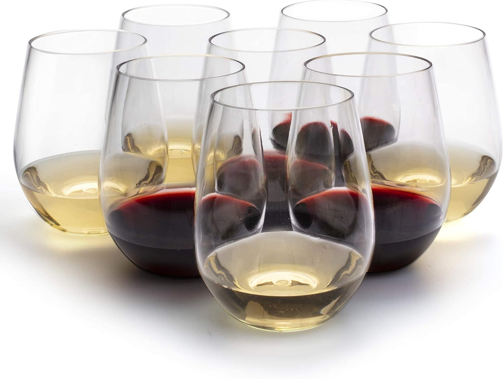 Unbreakable Tritan Wine Glasses, 20 oz (Set of 8) - Shatterproof, Crystal-Clear, BPA-Free Plastic Tumblers - Indoor &