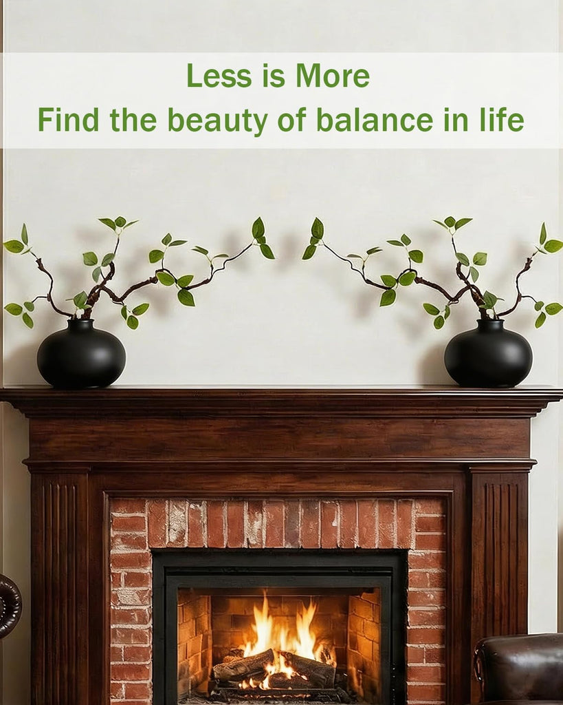 Vase with Greenery, 1 pc Artificial Stem with Black Vase, 20" Decorative Fake Plants Indoor, Small Plant Living Room