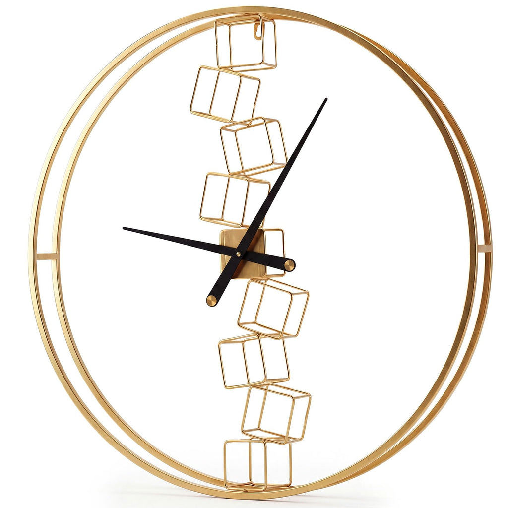 Large Wall Clock, 27" Nordic Style Big Metal Wall Clock, Non-Ticking Decorative Clock, Battery-Operated Wall
